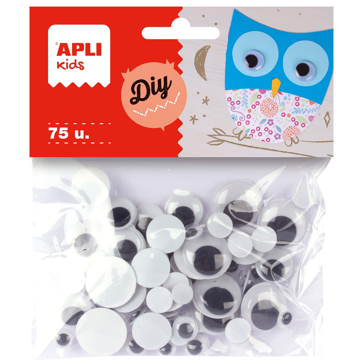 Yeux mobiles ronds noirs multi-tailles 75 u.