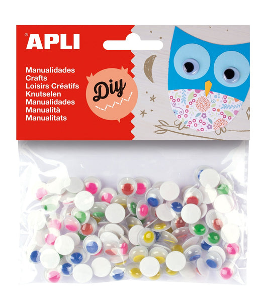 Yeux mobiles avec iris sans cils couleurs adhésifs 100 u.