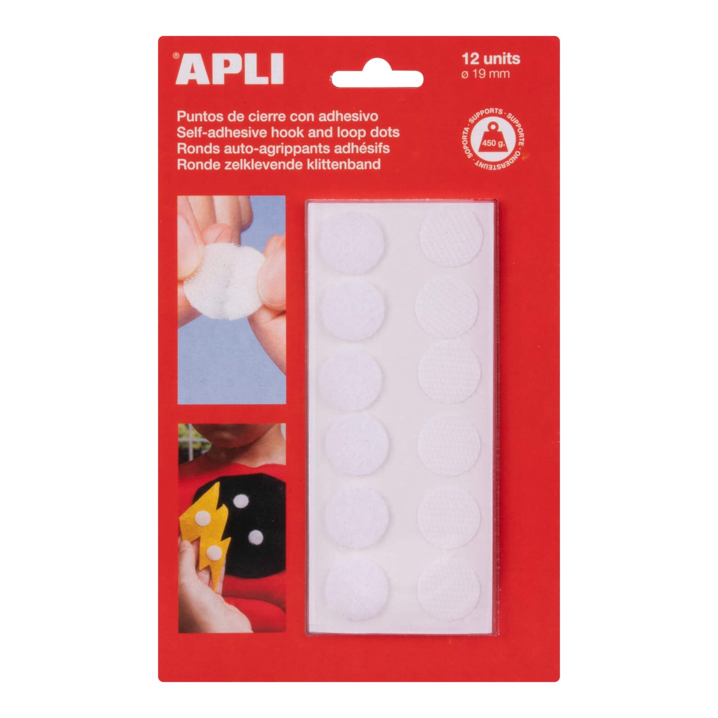 Pastilles adhésives VELCRO blanches Ø19 mm 12 u.